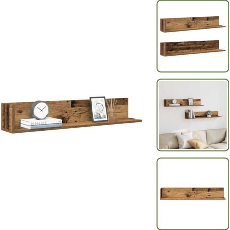 Mensole per casa - vidaXL Mensole da Parete 2pz Legno Vecchio 100x16,5x16,5 cm Truciolato - Mensole per soggiorno