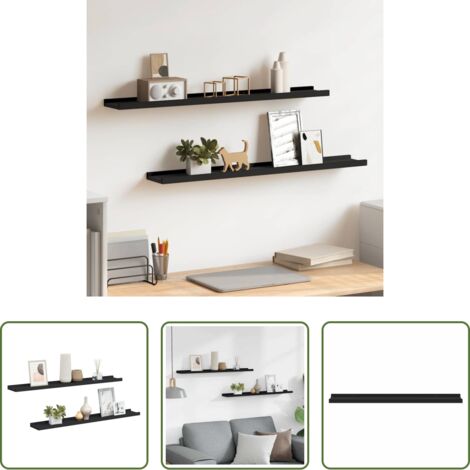 Mensole per cornici -  Mensole Loggia per Foto 2 pz Nere 80x9x3 cm in MDF