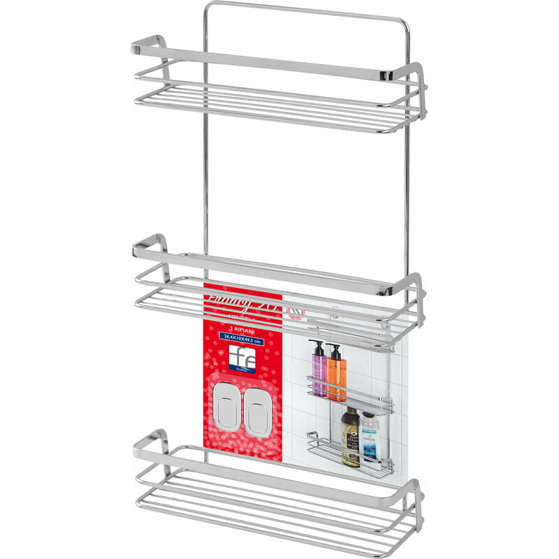 Feridras - Mensole per doccia 2 ripiani in acciaio cromato Francy 2.0 - 3 ripiani - L26xP10XH49 cm