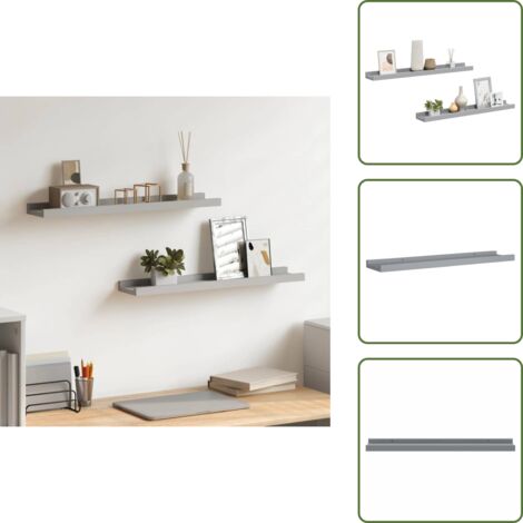 Mensole per foto - vidaXL Mensole Loggia per Foto 2 pz Grigie 60x9x3 cm in MDF - Scaffale per cornici
