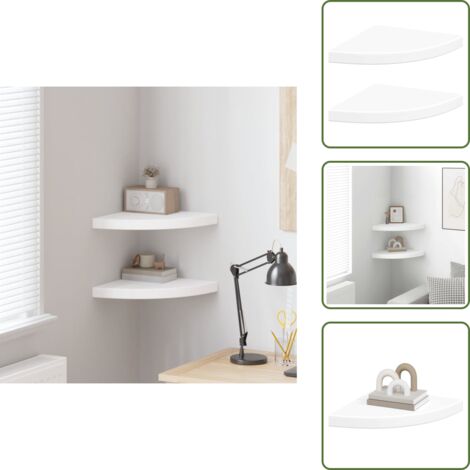 Mensole per parete - vidaXL Mensole Angolari Sospese 2 pz Bianche 35x35x3,8 cm MDF - Mensole per libri