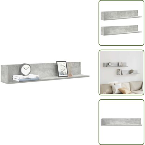 Mensole per soggiorno - vidaXL Mensole a Muro 2pz Grigio Cemento 100x16,5x16,5cm in Truciolato - Mensole per camera da letto