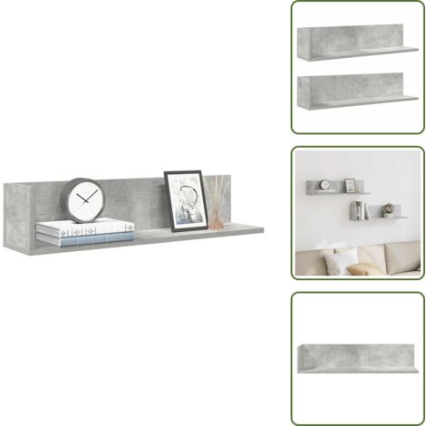 Mensole per soggiorno - vidaXL Mensole a Muro 2pz Grigio Cemento 75x16,5x16,5 cm in Truciolato - Mensole per camera da letto