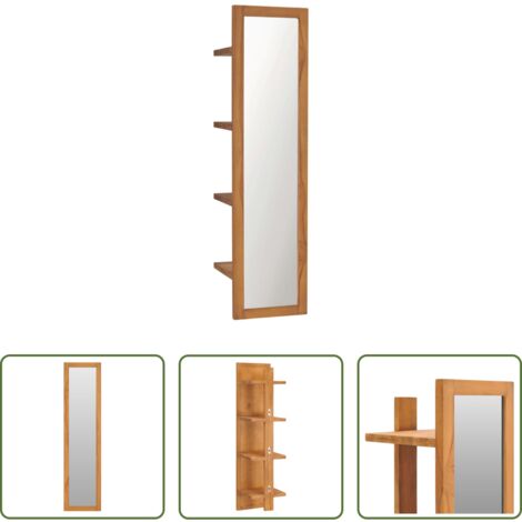 Mensole -  Specchio da Parete con Mensole 30x30x120 cm in Massello di Teak