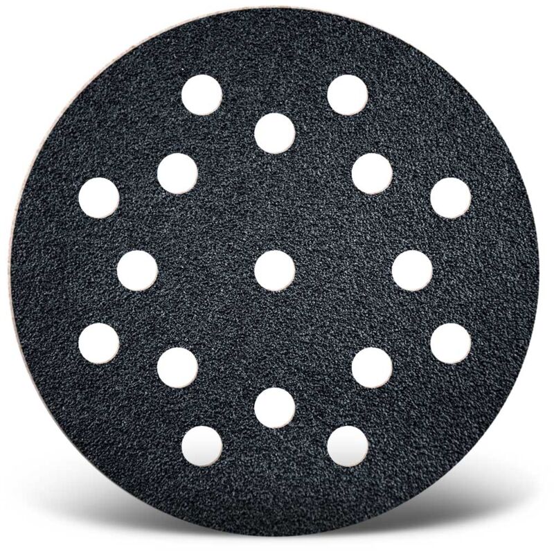 Black Disques abrasifs auto-agrippants, 125 mm, 17 trous, p. Ponceuses excentriques, Carbure de silicium (Lot de 50) G120 - Menzer