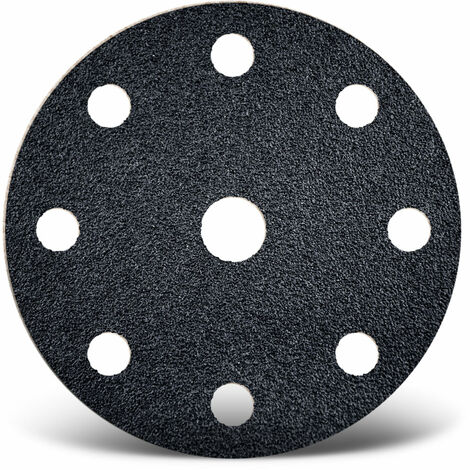 MENZER Black Disques abrasifs auto-agrippants, 150 mm, 9 trous, p. Ponceuses excentriques, Carbure de silicium (Lot de 50) G800