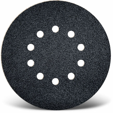 Menzer – Disques abrasifs auto-agrippants 225 mm – Lot de 10 – Grain G16 pour ponçage pierre et plâtre – Carbure de silicium, 10 trous