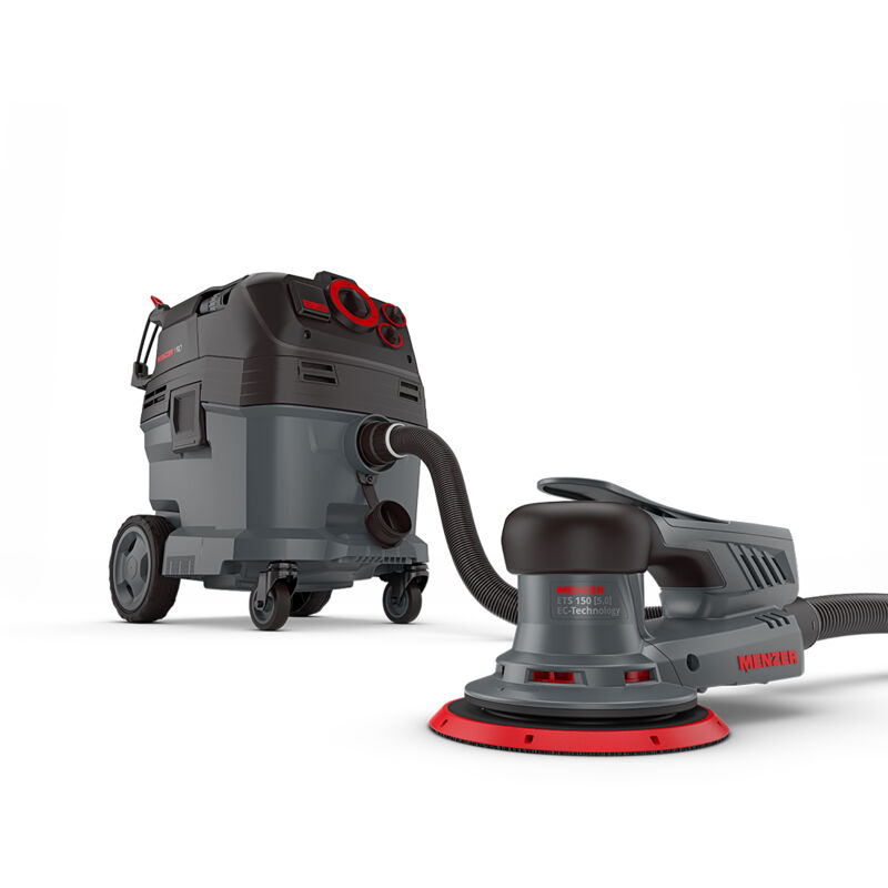 Menzer - Ponceuse Excentrique ets 150 5.0 & Aspirateur de Sécurité vcm 530 pro, avec Kit d'Abrasifs