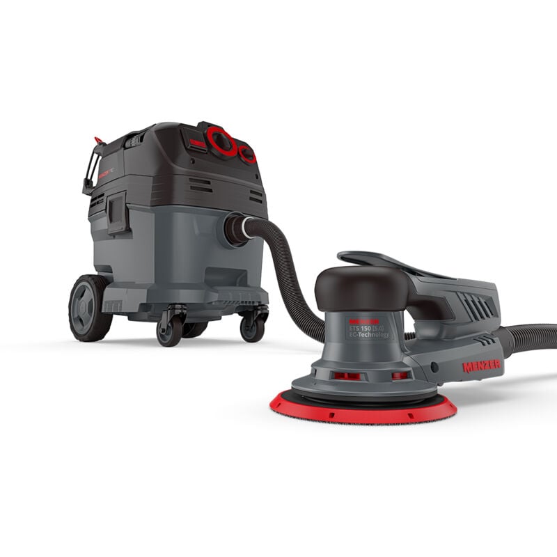 Menzer - Ponceuse Excentrique ets 150 5.0 & Aspirateur de Sécurité (Aspirateur Eau et Poussière) vcl 530 pro, avec Kit d'Abrasifs