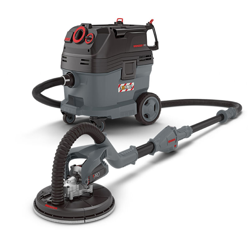 Ponceuse Girafe lhs 225 pro & Aspirateur de Sécurité (Aspirateur Eau et Poussière) vcl 530 pro, avec Kit d'Abrasifs - Menzer