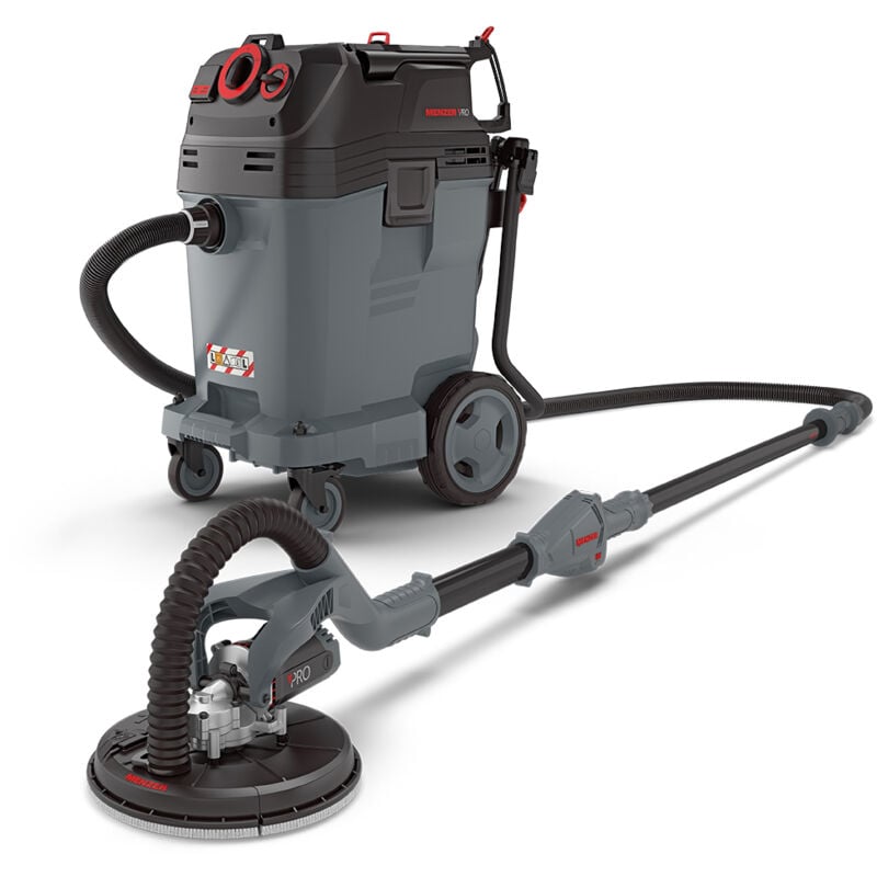 Ponceuse Girafe lhs 225 pro vario & Aspirateur de Sécurité (Aspirateur Eau et Poussière) vcl 550 pro, avec Kit d'Abrasifs - Menzer