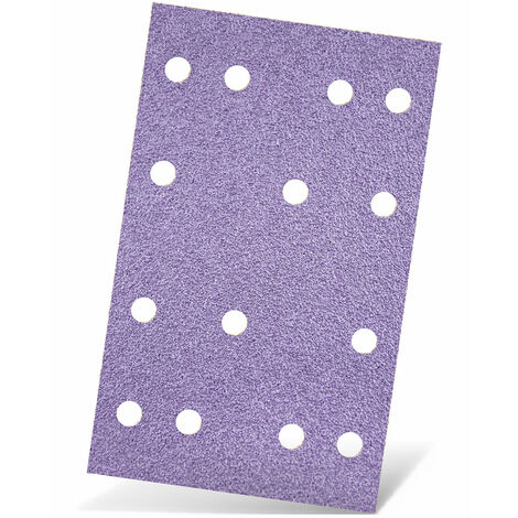 MENZER Purple HD Carte abrasive velcrate, 133 x 80 mm, 14 fori, p. Levigatrici orbitali, Miscela di ceramica (50 Pz.) G100
