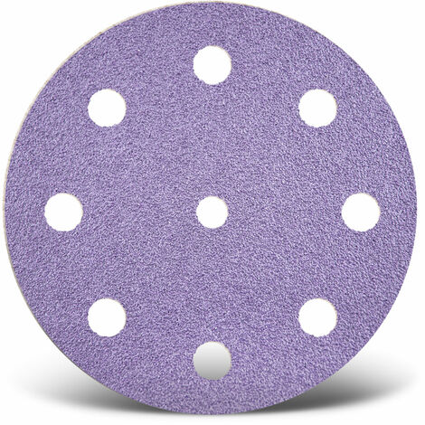 MENZER Purple HD Dischi abrasivi velcrati, 125 mm, 9 fori, p. Levigatrici rotorbitali, Miscela di ceramica (50 Pz.) G240