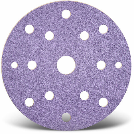 MENZER Purple HD Dischi abrasivi velcrati, 150 mm, 15 fori, p. Levigatrici rotorbitali, Miscela di ceramica (50 Pz.) G80