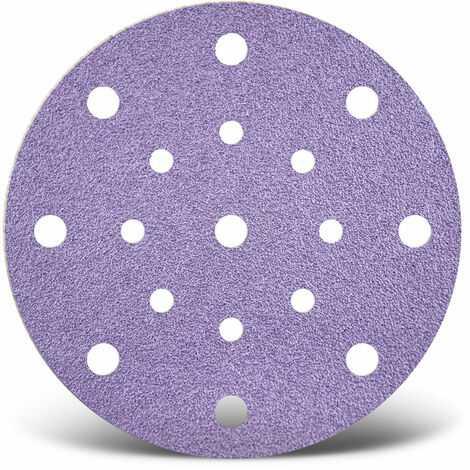 MENZER Purple HD Dischi abrasivi velcrati, 150 mm, 17 fori, p. Levigatrici rotorbitali, Miscela di ceramica (50 Pz.) G120