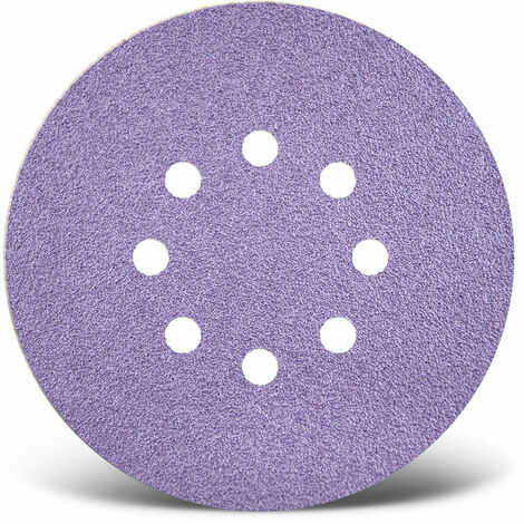 MENZER Purple HD Dischi abrasivi velcrati, 150 mm, 8 fori, p. Levigatrici rotorbitali, Miscela di ceramica (50 Pz.) G180
