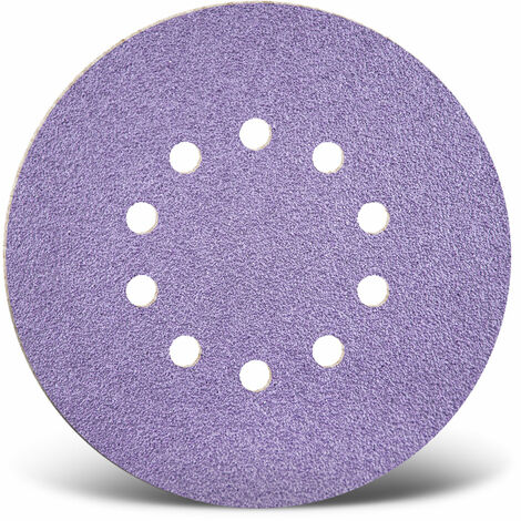 MENZER Purple HD Dischi abrasivi velcrati, 225 mm, 10 fori, p. Levigatrici per muri, Miscela di ceramica (25 Pz.) G150