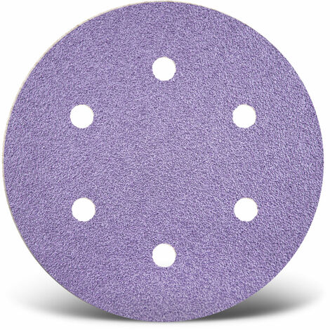 MENZER Purple HD Dischi abrasivi velcrati, 225 mm, 6 fori, p. Levigatrici per muri, Miscela di ceramica (5 Pz.) G120
