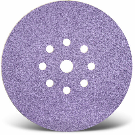 MENZER Purple HD Dischi abrasivi velcrati, 225 mm, 9 fori, p. Levigatrici per muri, Miscela di ceramica (25 Pz.) G180