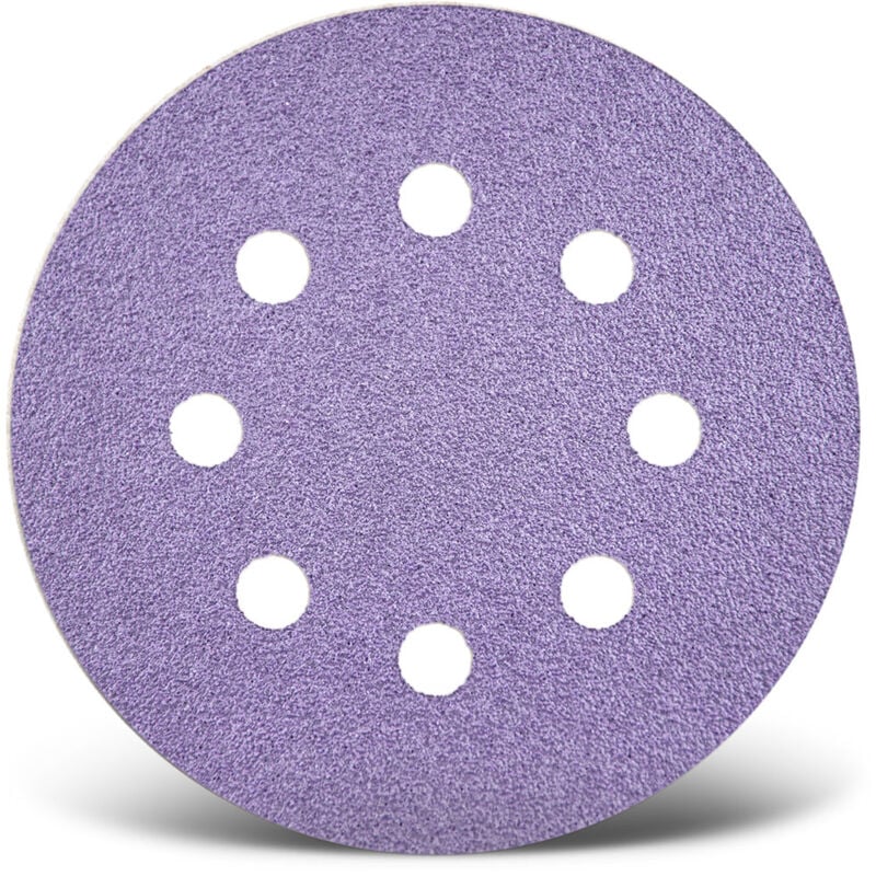 Menzer - Purple hd Disques abrasifs auto-agrippants, 115 mm, 8 trous, p. Ponceuses excentriques, Mix céramique (Lot de 50) G100