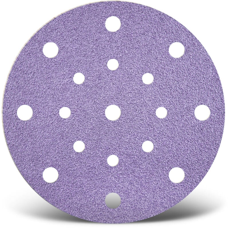 Purple hd Disques abrasifs auto-agrippants, 150 mm, 17 trous, p. Ponceuses excentriques, Mix céramique (Lot de 50) G120 - Menzer