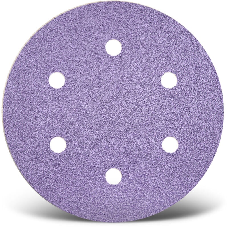 Purple hd Disques abrasifs auto-agrippants, 150 mm, 6 trous, p. Ponceuses excentriques, Mix céramique (Lot de 50) G40 - Menzer