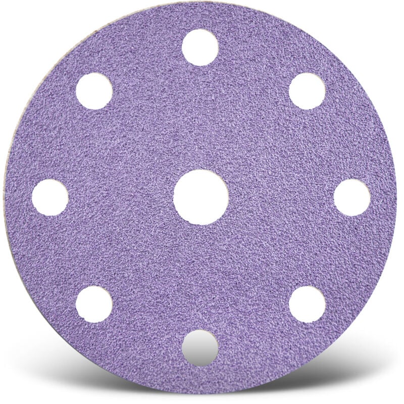 Purple hd Disques abrasifs auto-agrippants, 150 mm, 9 trous, p. Ponceuses excentriques, Mix céramique (Lot de 50) G150 - Menzer