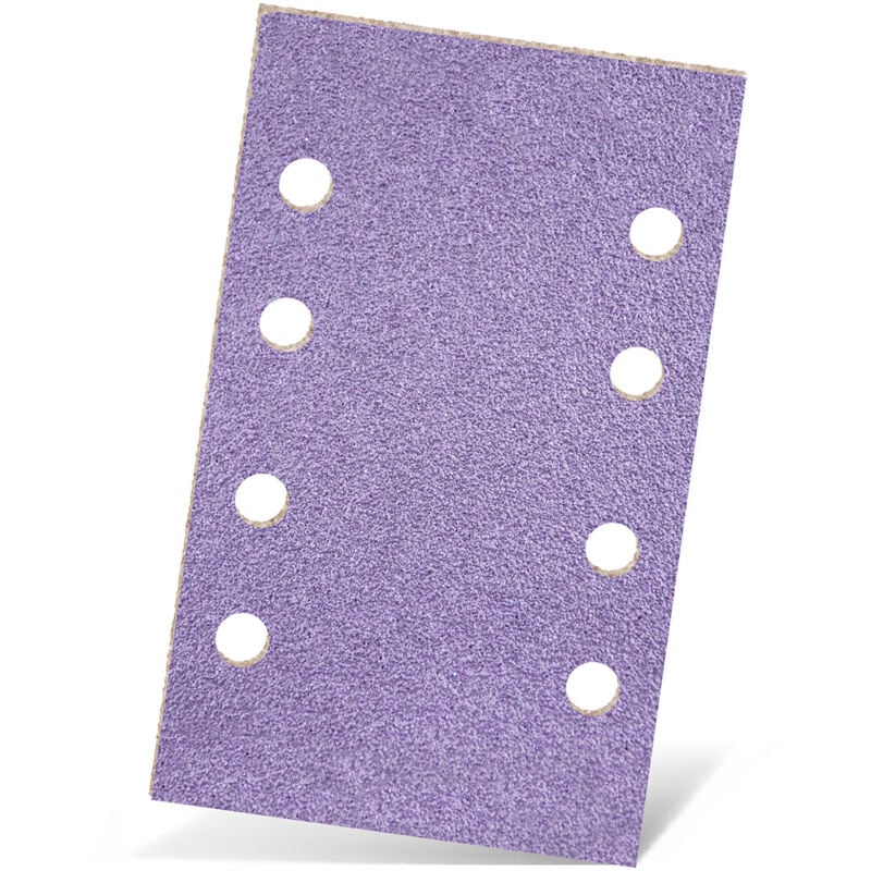 Purple hd Feuilles abrasives auto-agrippantes, 133 x 80 mm, 8 trous, p. Ponceuses vibrantes, Mix céramique (Lot de 50) G100 - Menzer