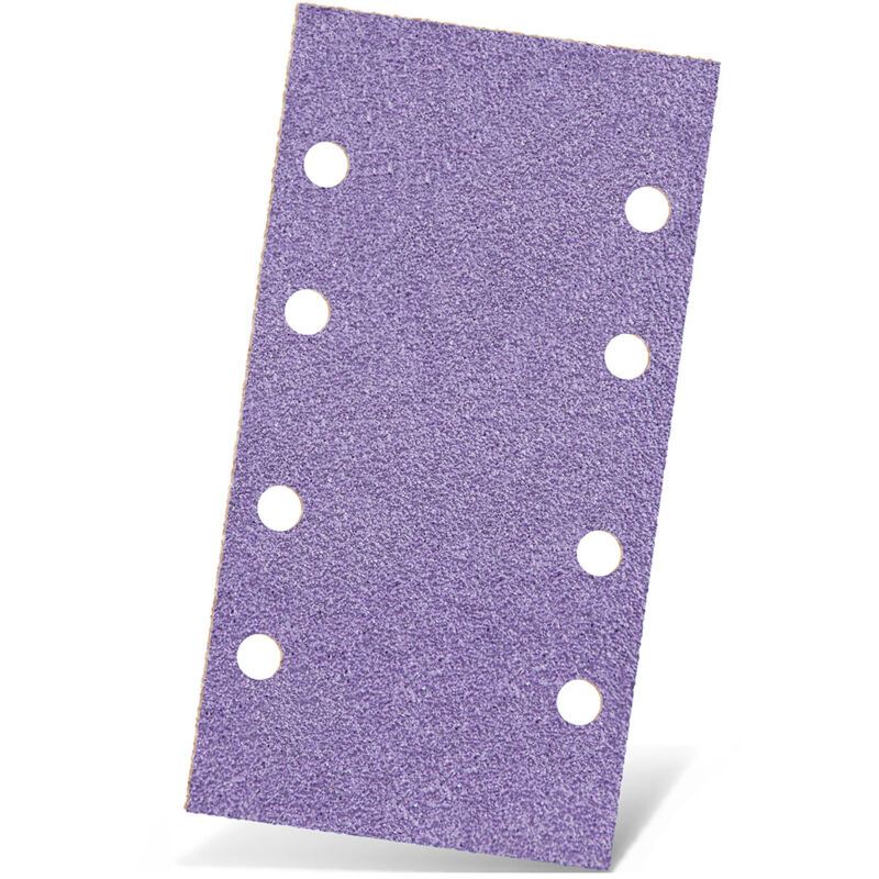 Purple hd Feuilles abrasives auto-agrippantes, 180 x 93 mm, 8 trous, p. Ponceuses vibrantes, Mix céramique (Lot de 50) G320 - Menzer