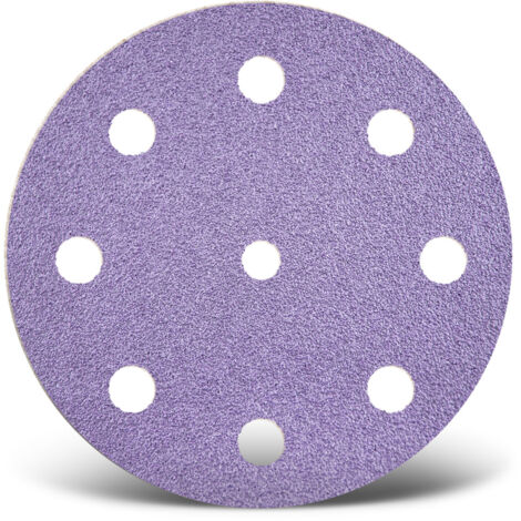 MENZER Purple HD Klett-Schleifscheiben, 125 mm, 9-Loch, f. Exzenterschleifer, Keramik-Mix (50 Stk.) K150