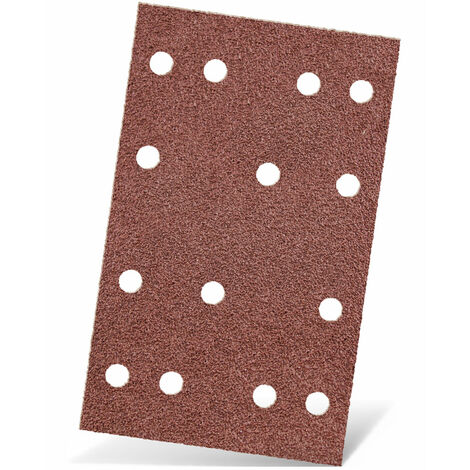 MENZER Red Carte abrasive a gancio e anello, 133 x 80 mm, 14 fori, p. Levigatrici orbitali, Corindone normale (50 Pz.) G80