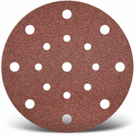 MENZER Red Dischi abrasivi a gancio e anello, 150 mm, 17 fori, p. Levigatrici rotorbitali, Corindone normale (50 Pz.) G80