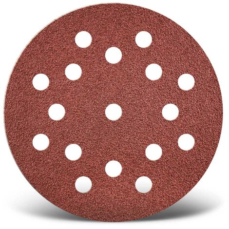 MENZER Red Dischi abrasivi velcrati, 125 mm, 17 fori, p. Levigatrici rotorbitali, Corindone normale (50 Pz.) G120