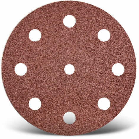 MENZER Red Dischi abrasivi velcrati, 125 mm, 9 fori, p. Levigatrici rotorbitali, Corindone normale (50 Pz.) G40
