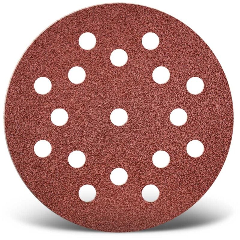 MENZER Red Disques abrasifs auto-agrippants, 125 mm, 17 trous, p. Ponceuses excentriques, Corindon normal (Lot de 50) G40