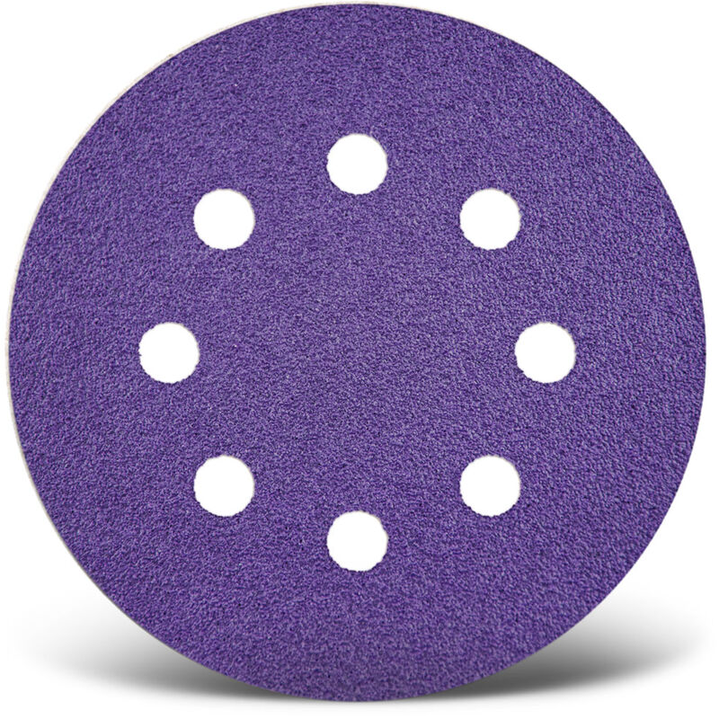 Titanium hd Disques abrasifs auto-agrippants, 115 mm, 8 trous, p. Ponceuses excentriques, Mix céramique (Lot de 50) G150 - Menzer