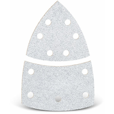 MENZER White Carte abrasive a gancio e anello, 93 / 62 x 102 mm, 11 fori, p. Levigatrici a delta, Corindone normale (50 Pz.) G80