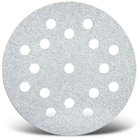 MENZER White Dischi abrasivi velcrati, 125 mm, 17 fori, p. Levigatrici rotorbitali, Corindone normale (50 Pz.) G180