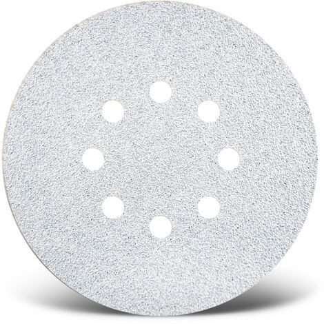MENZER White Dischi abrasivi velcrati, 150 mm, 8 fori, p. Levigatrici rotorbitali, Corindone normale (50 Pz.) G240