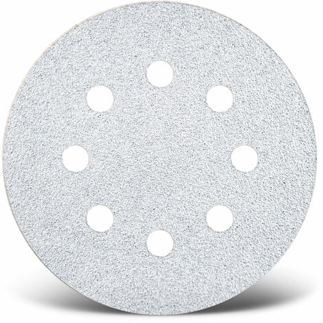 MENZER White Disques abrasifs auto-agrippants, 125 mm, 8 trous, p. Ponceuses excentriques, Corindon normal (Lot de 50) G180