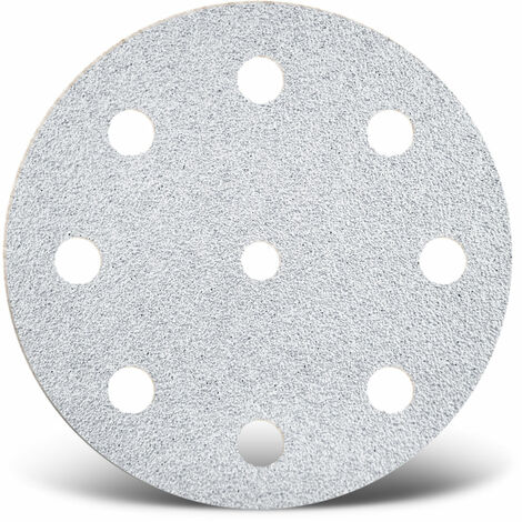MENZER White Disques abrasifs auto-agrippants, 125 mm, 9 trous, p. Ponceuses excentriques, Corindon normal (Lot de 50) G240