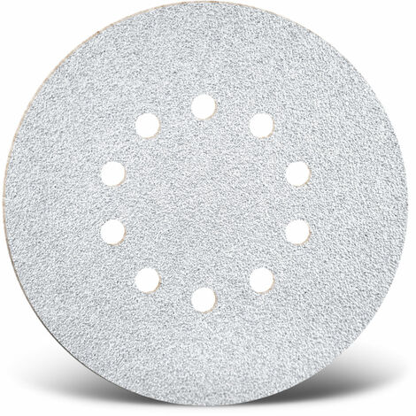 MENZER White Disques abrasifs auto-agrippants, 225 mm, 10 trous, p. Ponceuses à plâtre, Corindon normal (Lot de 25) G150