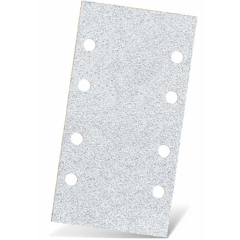 MENZER White Feuilles abrasives auto-agrippantes, 180 x 93 mm, 8 trous, p. Ponceuses vibrantes, Corindon normal (Lot de 50) G180