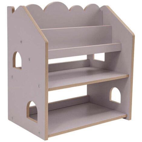 Meowbaby Bibliothèque Gris Montessori avec étagère en bois - Cloudy