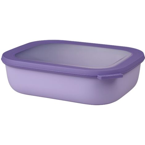 Mepal - Multi Bowl Cirqula Rectangular - Contenitori Plastica con Coperchio - Adatto come Contenitore Ermetico per Frigo, Microonde, Congelatore da Portata - Ciotole Cucina - 2000 ml - Nordic Lilac