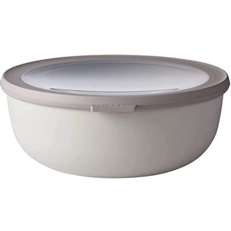 Mepal - Multi Bowl Cirqula Round - Contenitori Plastica con Coperchio - Adatto come contenitore ermetico per Frigo, microonde, Congelatore e piatti da portata - Ciotole Cucina - 2250 ml - Nordic White