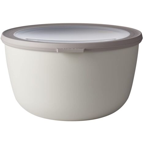 Mepal - Multi Bowl Cirqula Round - Contenitori Plastica con Coperchio - Adatto come contenitore ermetico per Frigo, microonde, Congelatore e piatti da portata - Ciotole Cucina - 3000 ml - Nordic White