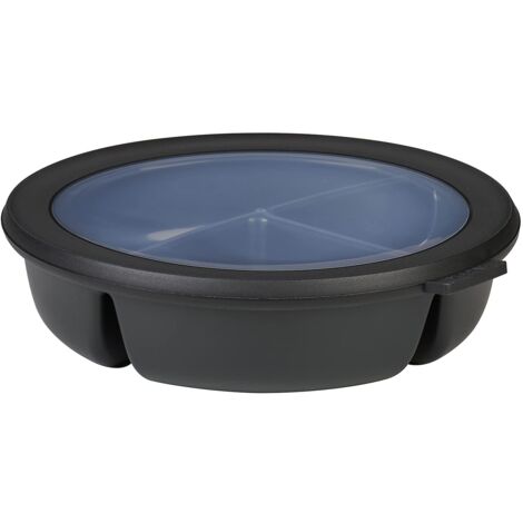 Mepal – Scodella bento bowl Cirqula – Contenitore bento box per frigo, freezer e microonde – 3 scomparti per separare gli alimenti – Contenitore per la preparazione dei pasti – Nordic black