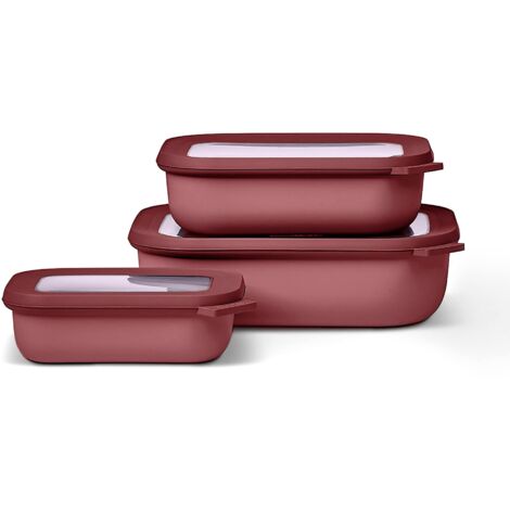 Mepal - Set da 3 Contenitori Cirqula Rettangolare - Contenitori per Alimenti con Coperchio - Adatti come Contenitori Ermetici per Frigo, Congelatore, Microonde - 500, 1000 & 2000 ml - Vivid mauve