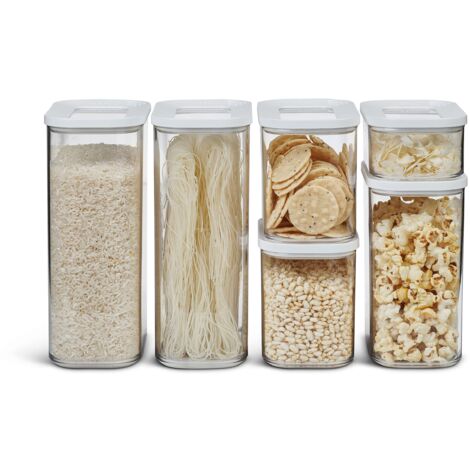Mepal - Set di 6 pezzi - Contenitori Plastica per Alimenti con Coperchio - Organizzatori da Cucina - Trasparente, Impilabili & Ermetici - 2 x 1000 ml, 1 x 1500 ml e 1 x 425 ml - White